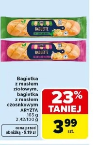 Bagietka z masłem ziołowym, bagietka z masłem czosnkowym Aryzta