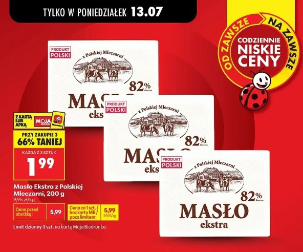 Masło Ekstra z Polskiej Mleczarni, 200 g