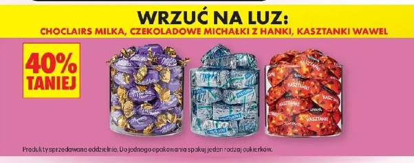 Choclairs Milka, czekoladowe Michałki z Hanki, Kasztanki Wawel