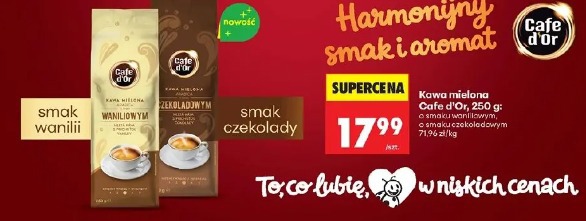 Kawa mielona Cafe d'Or o smaku waniliowym, o smaku czekoladowym