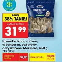 Krewetki białe, surowe, w pancerzu, bez głowy, oczyszczone Marinero