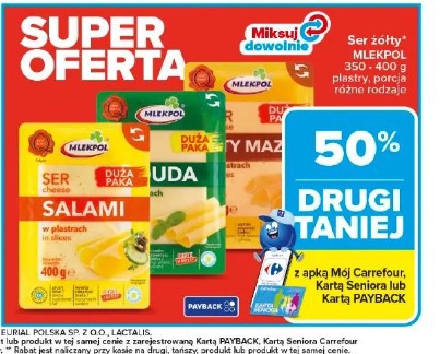 Ser żółty Mlekpol plastry, porcja