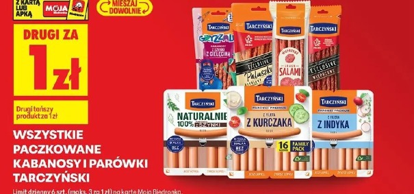 Wszystkie paczkowane kabanosy i parówki Tarczyński