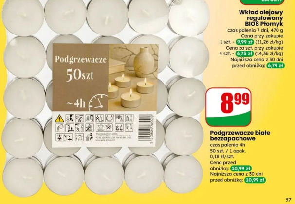 Podgrzewacze białe bezzapachowe