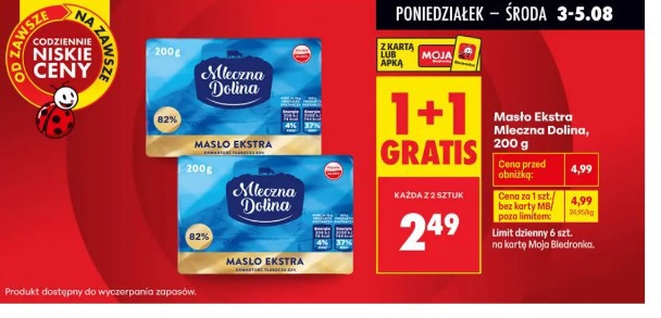 Masło Ekstra Mleczna Dolina, 200 g