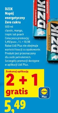 Dzik Napój energetyczny Zero cukru