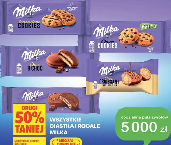 Wszystkie ciastka i rogal Milka