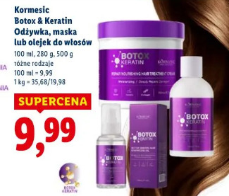 Kormesic Botox & Keratin Odżywka, maska lub olejek do włosów