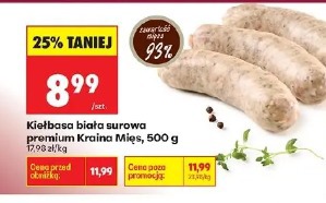 Kiełbasa biała surowa premium Kraina Mięs