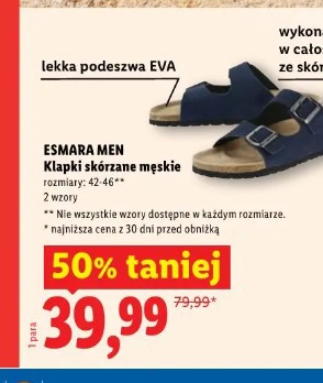 Esmara Men Klapki skórzane męskie