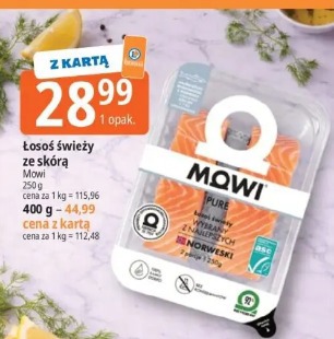 Łosoś świeży ze skórą Mowi