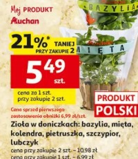 Zioła w doniczkach: bazylia, mięta, kolendra, pietruszka, szczypior, lubczyk