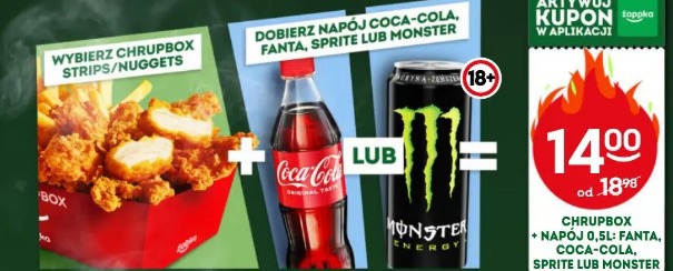 Chrupbox + napój 0,5l: Fanta, Coca-Cola, Sprite lub Monster
