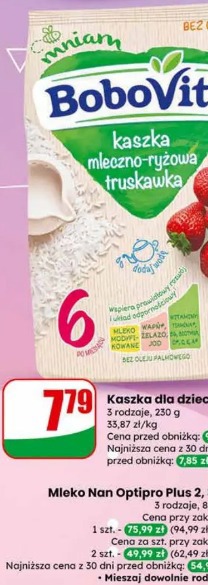 Kaszka mleczno-ryżowa truskawka Bobovita