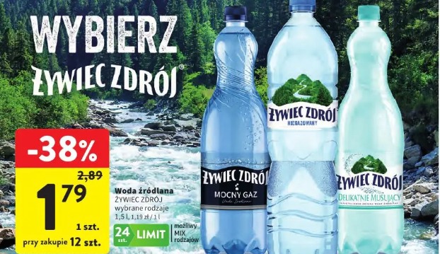 Woda źródlana Żywiec Zdrój delikatnie musujący