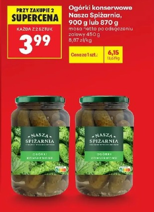 Ogórki konserwowe Nasza Spiżarnia 900g lub 870g