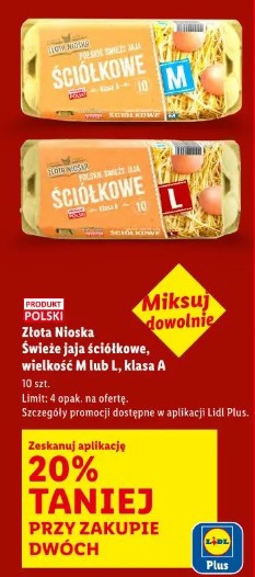Świeże jaja ściółkowe, wielkość M lub L, klasa A