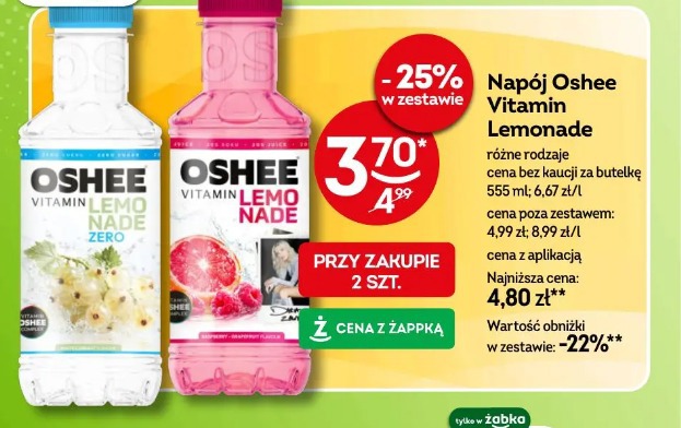 Napój Oshee Vitamin Lemonade różne rodzaje