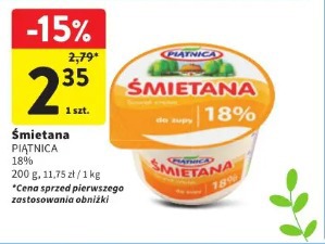 Śmietana PIĄTNICA 18%