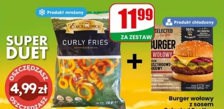 Frytki kręcone Chef's Excellence + Burger wołowy z sosem Selected For You