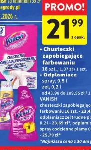 Chusteczki zapobiegające farbowaniu Vanish, Odplamiacz Vanish
