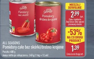 ALL SEASONS Pomidory całe bez skórki/drobno krojone