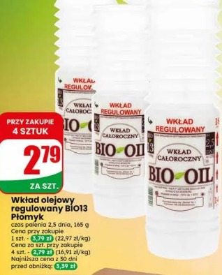 Wkład olejowy regulowany BIO13 Płomyk