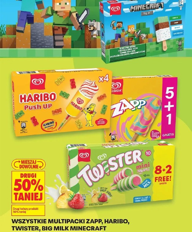Wszystkie multipacki Zapp, Haribo, Twister, Big Milk Minecraft