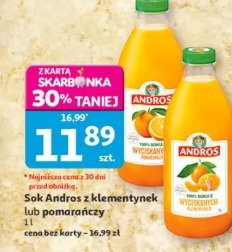 Sok Andros z klementynek lub pomarańczy Andros