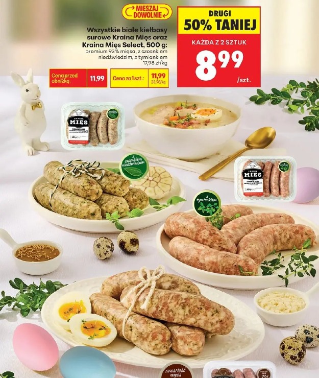 Wszystkie białe kiełbasy surowe Kraina Mięs oraz Kraina Mięs Select