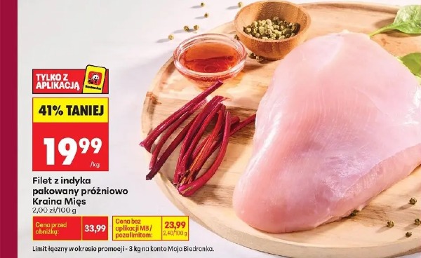 Filet z indyka pakowany próżniowo Kraina Mięs