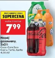 Napój gazowany, 2x2 l Coca-Cola Zero Cukru, Fanta, Sprite