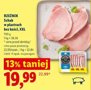Rzeźnik Schab w plastrach bez kości, XXL