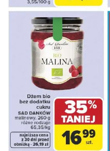 Bio malina dżem bez dodatku cukru SAD DANKÓW