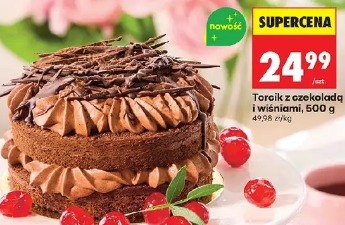 Torcik z czekoladą i wiśniami