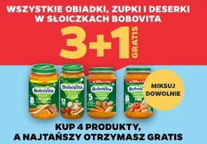 Wszystkie obiadki, zupki i deserki w słoiczkach Bobovita 3+1 gratis
