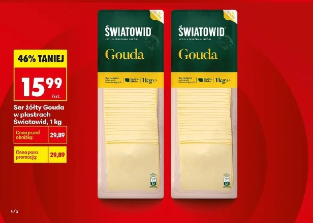 Ser żółty Gouda w plastrach