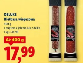 Deluxe Kiełbasa wieprzowa z mięsem z jelenia lub z dzika