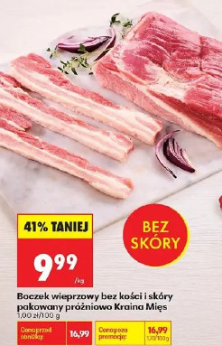 Boczek wieprzowy bez kości i skóry pakowany próżniowo Kraina Mięs