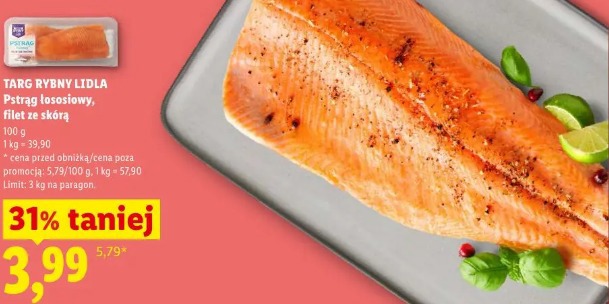 Targ Rybny Lidla Pstrąg łososiowy, filet ze skórą