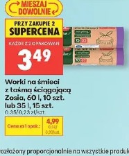 Zosia worki na śmieci z taśmą ściągającą 60 l, 10 szt. lub 35 l, 15 szt.