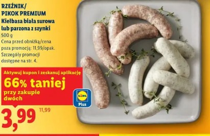 Rzeźnik/Pikok Premium Kiełbasa biała surowa lub parzona z szynki