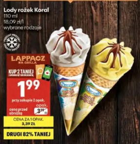 Lody rożek Koral