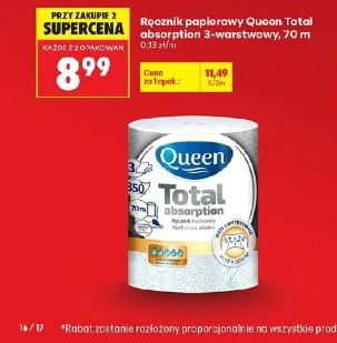 Ręcznik papierowy Queen Total absorption 3-warstwowy, 70 m