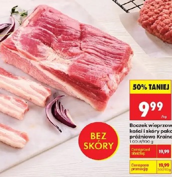 Boczek wieprzowy bez kości i skóry pakowany próżniowo Kraina Mięs
