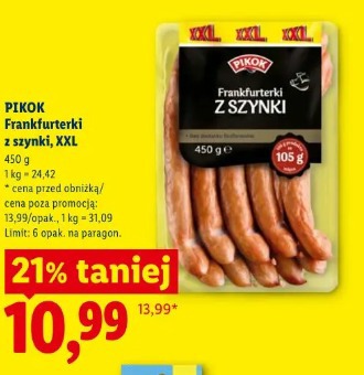 Pikok Frankfurterki z szynki XXL