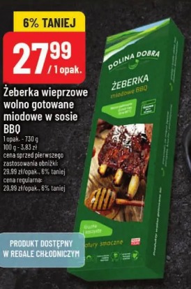 Żeberka wieprzowe wolno gotowane miodowe w sosie BBQ Dolina Dobra