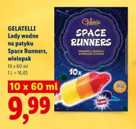 Gelatelli Lody wodne na patyku Space Runners, wielopak