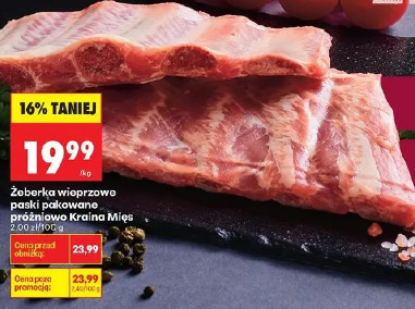 Żeberka wieprzowe paski pakowane próżniowo Kraina Mięs