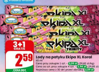 Lody na patyku Ekipa XL Koral